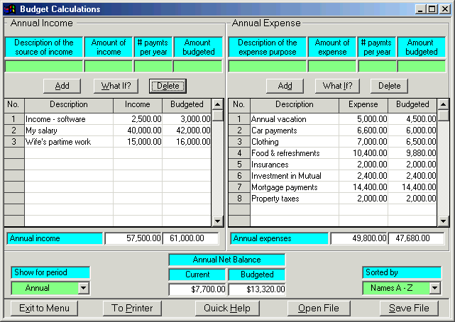 Budget for Success Screenshot